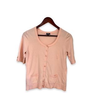 Reitmans pale pink short sleeve button up cardigan size medium